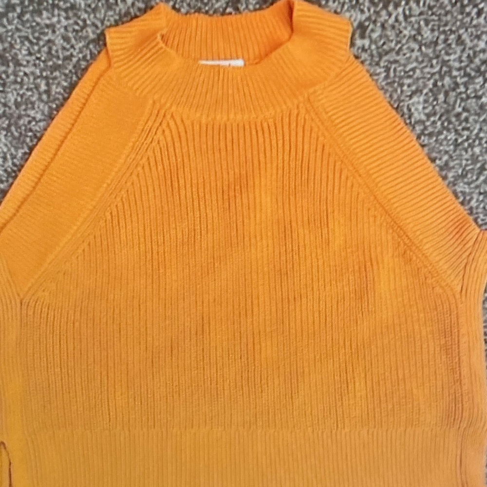 Wilfred Orange Ribbed Mock Neck Sweater